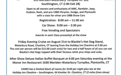 CAMO 31st Annual Regional Meet – Southington – August 22, 2026